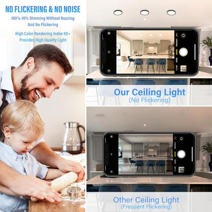 Flush Mount Ceiling Light 5CCT LED Edgelit Slim Surface Mount Downlight for J
