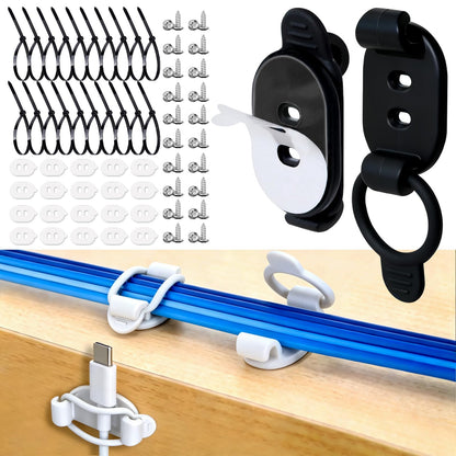 20 Pack Adhesive Cable Clips (Black)
