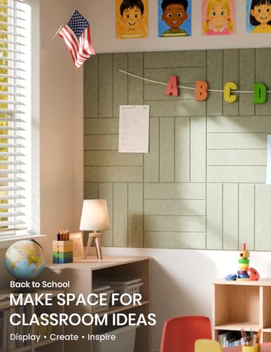 48" x 36" Large Felt Bulletin Board (Sage / Bold-stripe 12-pack)