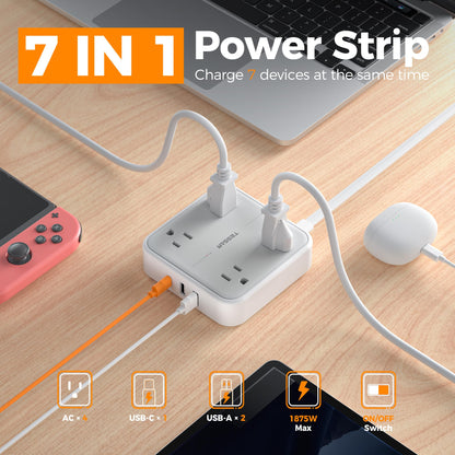 Extension Cord 5 Ft (5FT(1875W) / Grey & Surge Protector)