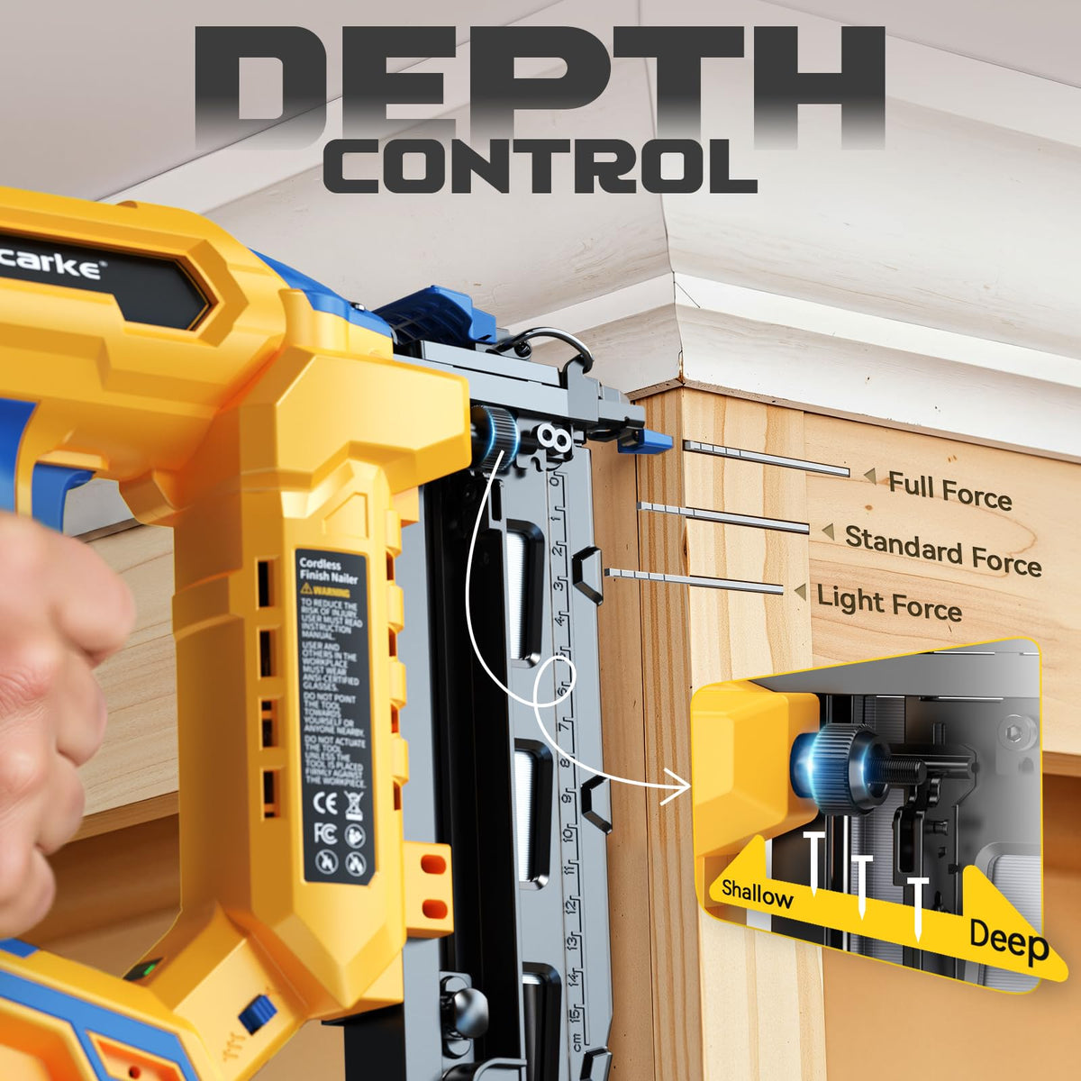 Finish Nailer 16 Gauge Compatible with Dewalt 20V Battery (Blue & Yellow)