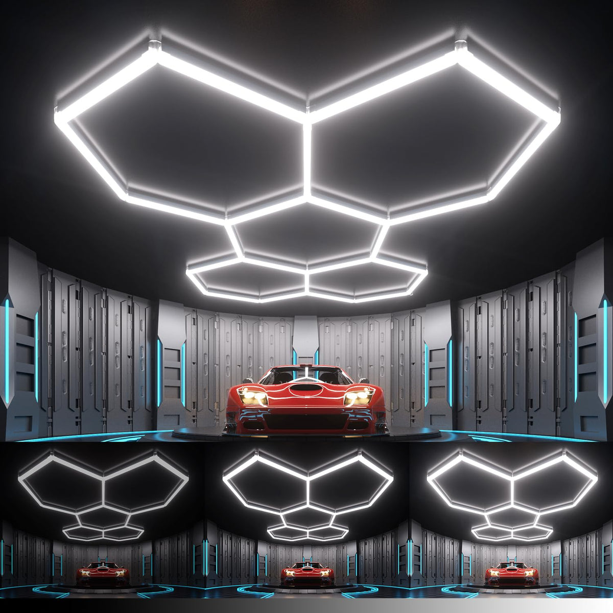 Dimmable Hexagon Garage Lights (5 HEX+NoBorder)