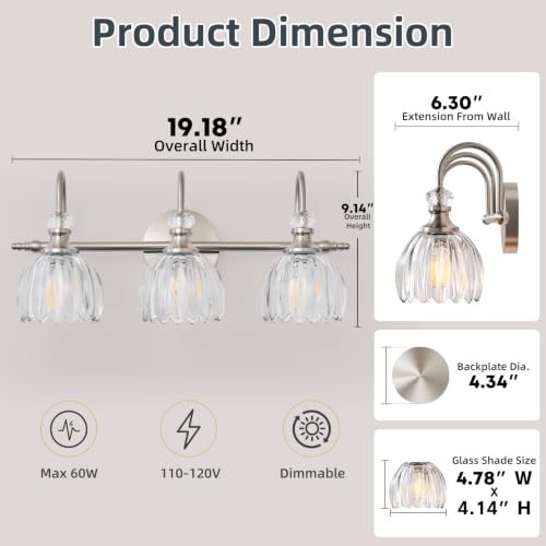 3 Light Bathroom Vanity Light