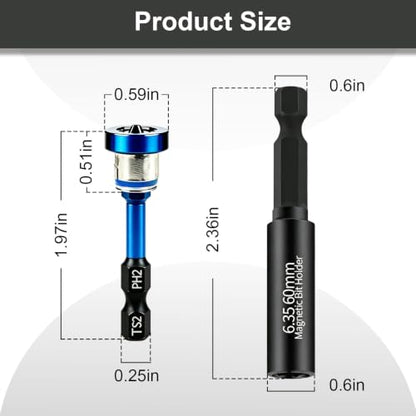 PH2 Magnetic Positioning Screwdriver Bits (Blue)