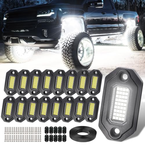 16 Pods Aluminium Pure White LED Rock Lights (16 Pods)