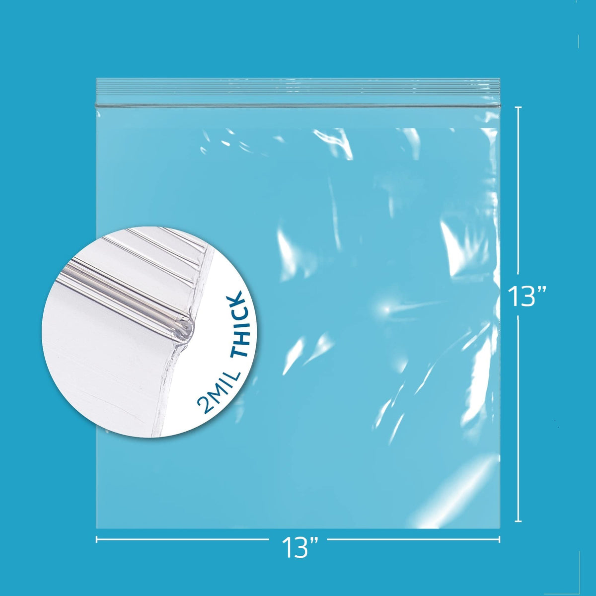 13" x 13" Large Zip Bags (500 Pack / 13" x 13")