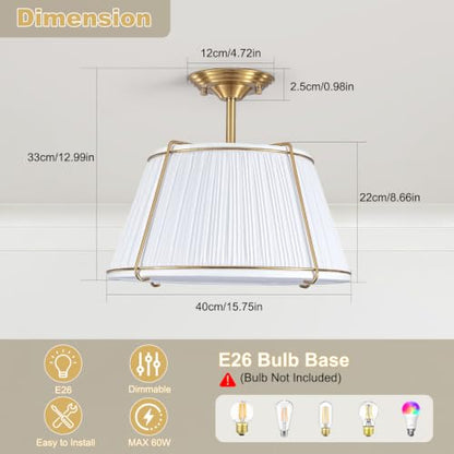 Semi Flush Mount Ceiling Light 16" for Living Room