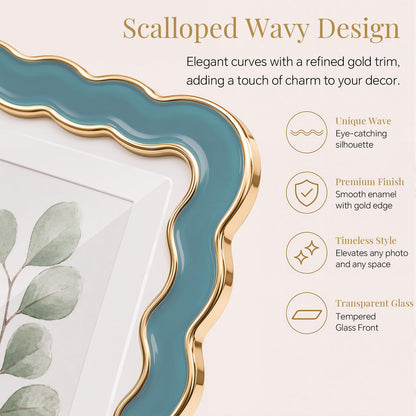 8x10 Scalloped Wavy Metal Picture Frame (Still Water Blue / 8x10)