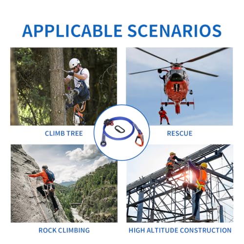 1/2" X 8/10/12 FT Flip Line Kit,Arborist Positioning Lanyard Kit with Triple Lock Carabiner Adjustable Positioning Rope for Fall Protection, Arborist, Tree Climbers, Fall Protection