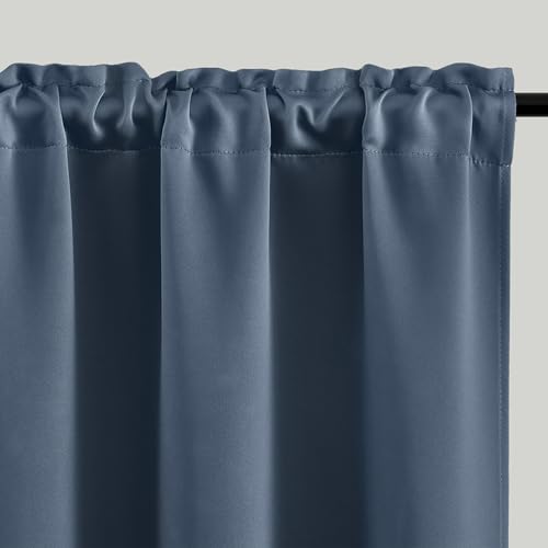 4 Panels Rod Pocket Blackout Window Curtains for Bedroom