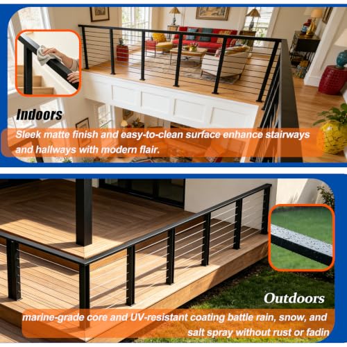 Stainless Steel T304 Black Handrail for Cable Railing