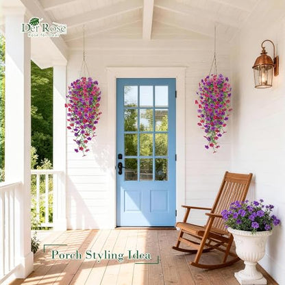 Artificial Hanging Flowers for Outdoors (Purplish)