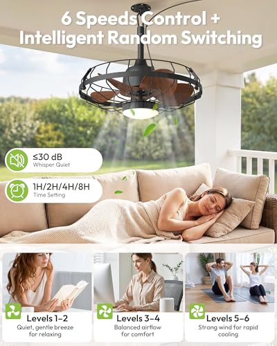 20" Outdoor Ceiling Fan with Light for Patio