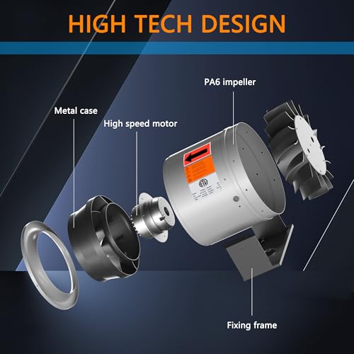 Inline Duct Fan with Speed Controller Ventilation Exhaust Fan