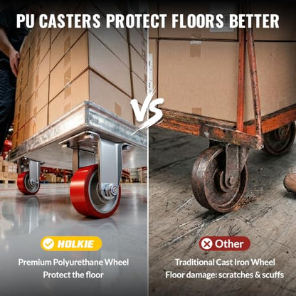Heavy Duty Casters 2 Swivel with Brakes & 2 Rigid for Carts