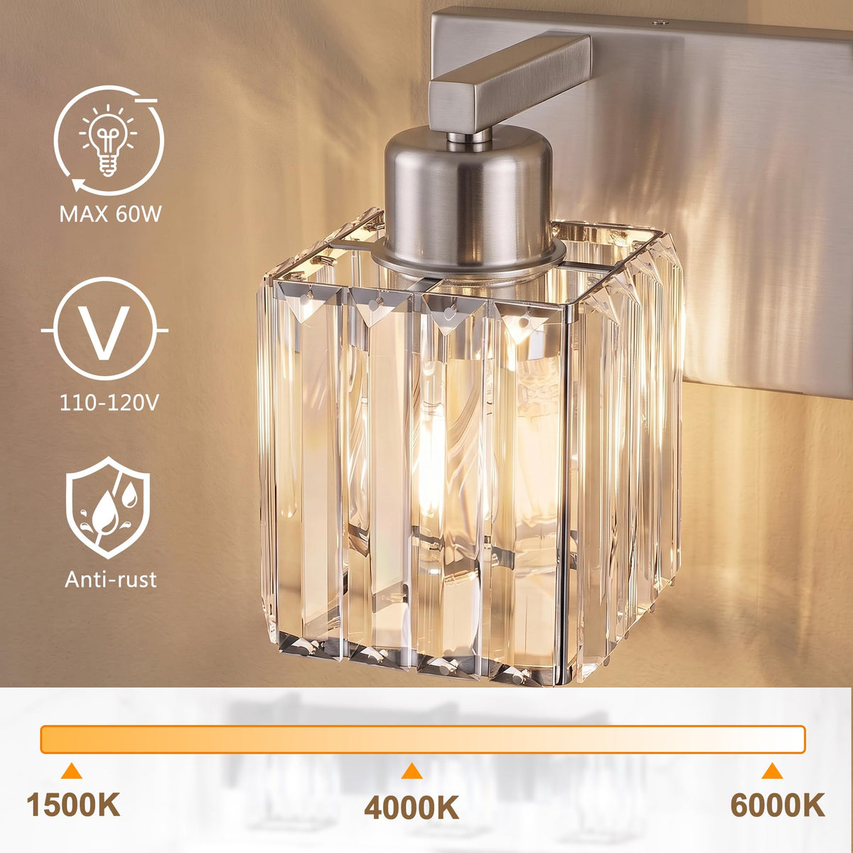 Modern Bathroom Vanity Light (Nickel & Square / 4-Light)