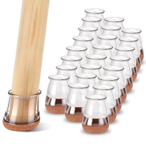 24 Pack Round Chair Leg Floor Protectors for Hardwood Floors (Clear-24pcs / Round X-Small)