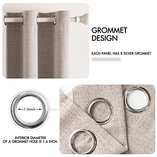 100% Blackout Linen Curtains for Bedroom 52x63 Inches Natural Khaki (Khaki / 52"W x 63"L (Pack of 2))