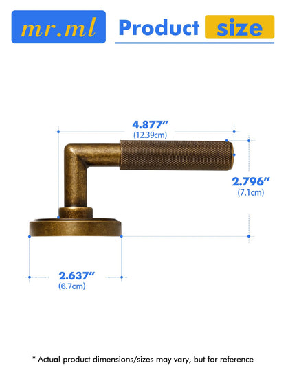 Knurled Door Lever Antique Brass Retro Double Dummy Door Lever (Antique Brass Retro)