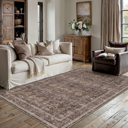 Red Brown 3x5 Washable Area Rugs for Living Room (Q| Red Brown / 3' x 5' (Rectangular))