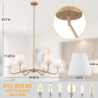 6 Light Gold Chandelier for Dining Room Light Fixture (Gold)