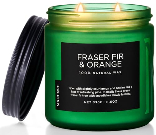 Fraser Fir Orange Scented Candles Non Toxic for Christmas Decor 70H (Medium Jar / Fraser Fir Orange)