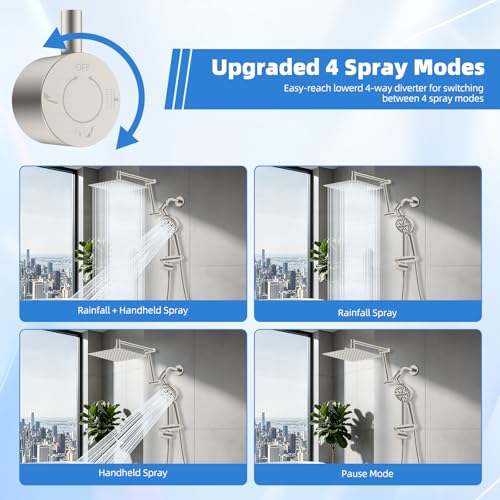 All Metal Rain Shower Head with Handheld Spray Combo