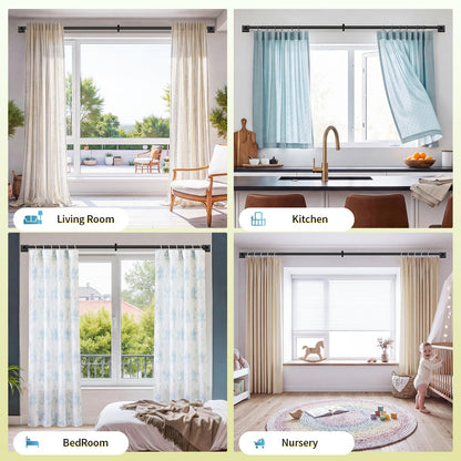 Black Curtain Rods for Windows 66 (Black / 66"-184")