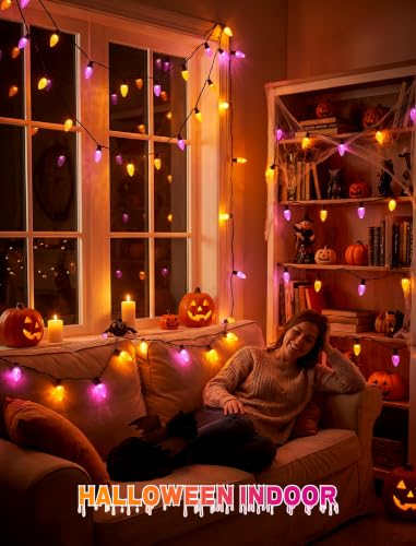 26Ft Halloween String Lights Outdoor (Orange/Purple)