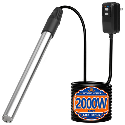 2000W 120V Portable Immersion Water Heater with GFCI for Hot Tubs & Spa (Dark)