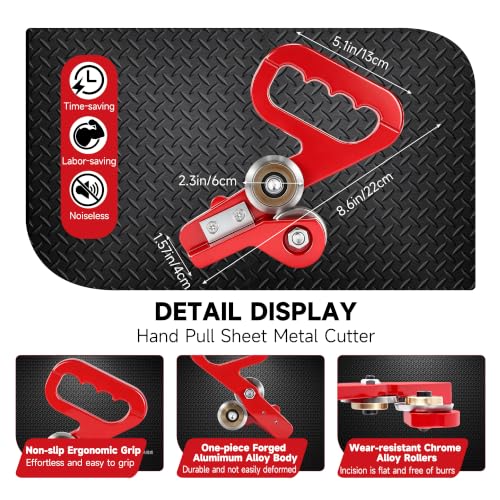 Manual Sheet Metal Cutter Hand Pull Tin Snips Portable Roof Cutting Tools Rotary Metal Plate Shears Double Wheels Scissors Handheld Straight Cut Nibbler Panel Slitter