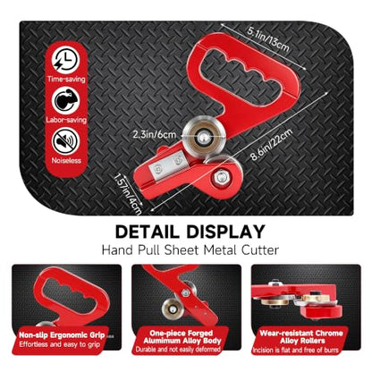 Manual Sheet Metal Cutter Hand Pull Tin Snips Portable Roof Cutting Tools Rotary Metal Plate Shears Double Wheels Scissors Handheld Straight Cut Nibbler Panel Slitter