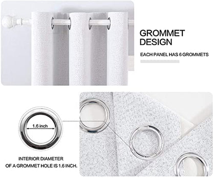 100% Blackout Linen Curtains for Bedroom 42x63 Inches Grayish White (Grayish White / 42"W x 63"L (Pack of 2))