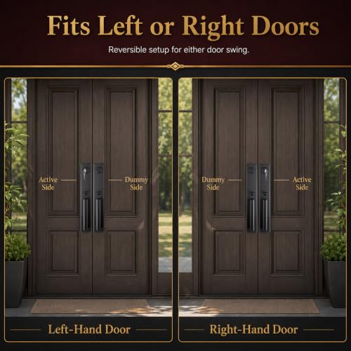 Matte Black Front Door Handle Set with Deadbolt