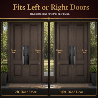 Matte Black Front Door Handle Set with Deadbolt