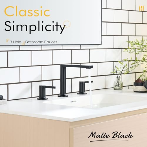Bathroom Faucets for 3 Hole Vanity Sink (Matte Black / 1.2 GPM)