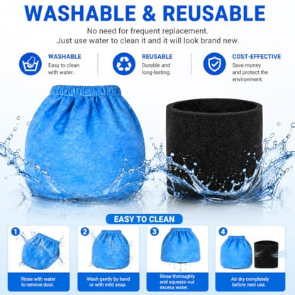VRC2 Cloth Vacuum Filters + VFF21 Foam Filters Compatible with Vacmaster 1.5