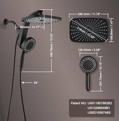 Rain Shower Head with Handheld Showerhead