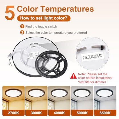LED Flush Mount Ceiling Light Thin Color Adjustable Wired