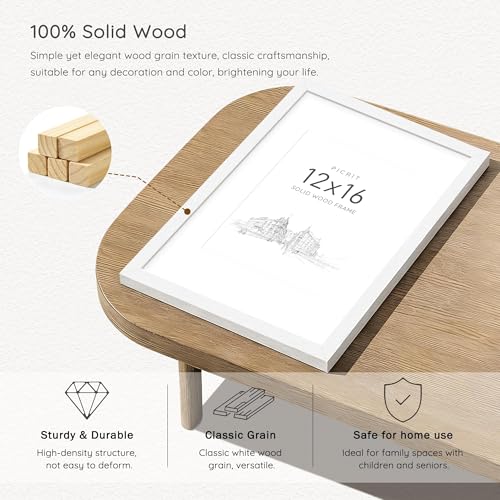 12x16 Solid Wood Frame Set of 12 (White Wood Grain / 12x16)