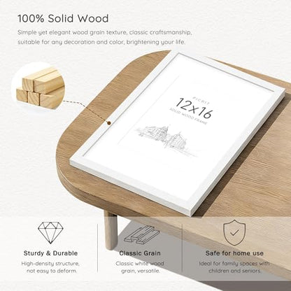 12x16 Solid Wood Frame Set of 12 (White Wood Grain / 12x16)
