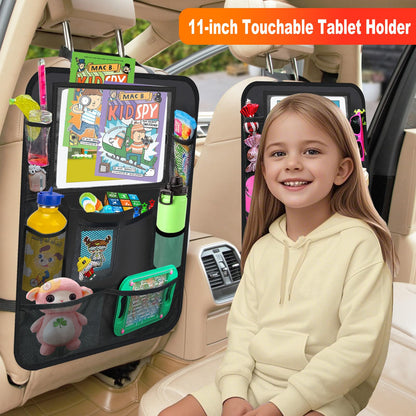 2 Pack Car Backseat Organizer Car Seat Organizer Back Seat Protector (Black / 2 Pack without Food Tray)