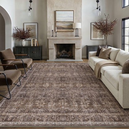 Red Brown 9x12 Washable Area Rugs for Living Room (Q| Red Brown / 9' x 12' (Rectangular))