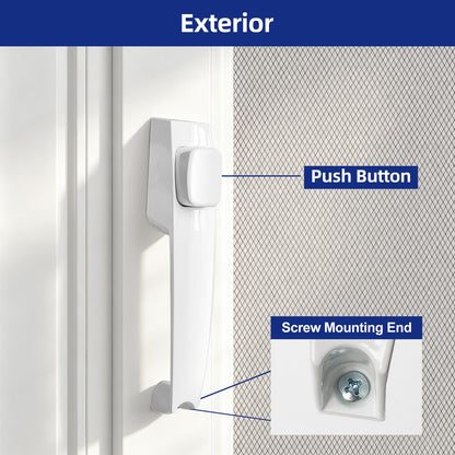 Screen and Storm Door Push Button Latch Handle Set with Night Lock (1 Pack / White)