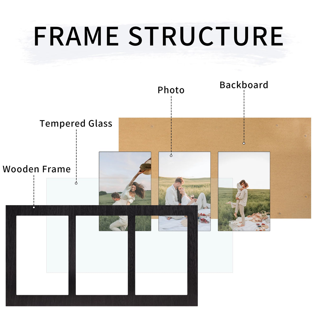 4x6 Collage Picture Frames (Rustic Black / 7x13.5in (2Pack))