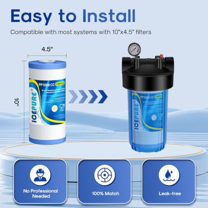 5 Micron 10" x 4.5" Whole House Water Filter Compatible with GE FXHTC