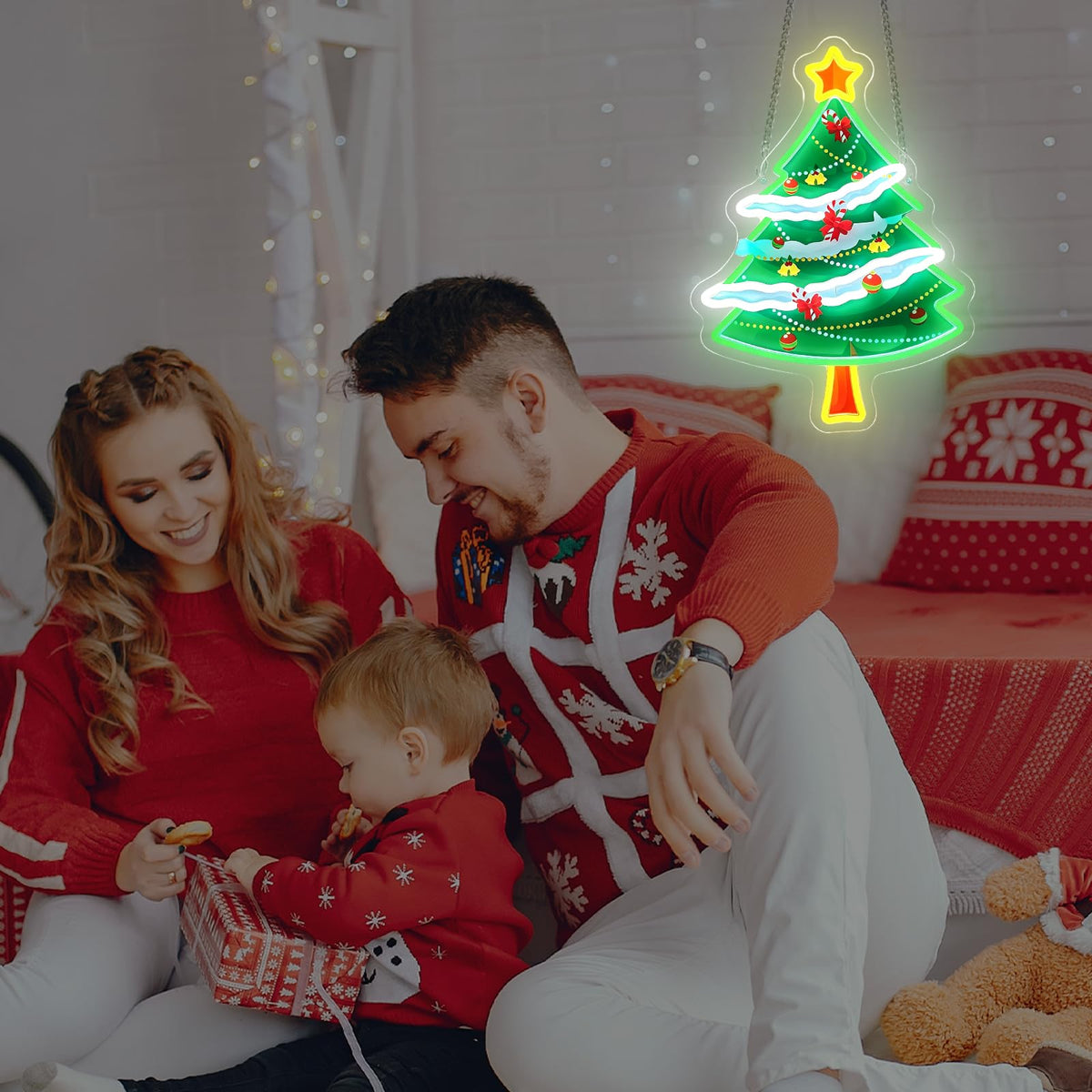 Christmas Tree Neon Sign Dimmable Christmas Led Light Sign for Wall Decor (Colorful-Christmas Tree)
