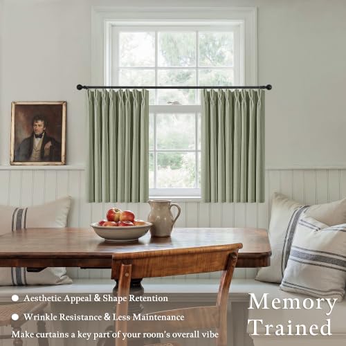 Sage Green Blackout Small Kitchen Window Curtains 36 Inch Length W50xL36 (Sage Green / 50"W x 36"L (Pack of 2))
