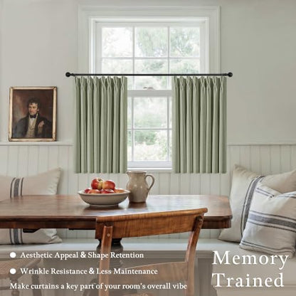 Sage Green Blackout Small Kitchen Window Curtains 36 Inch Length W50xL36 (Sage Green / 50"W x 36"L (Pack of 2))