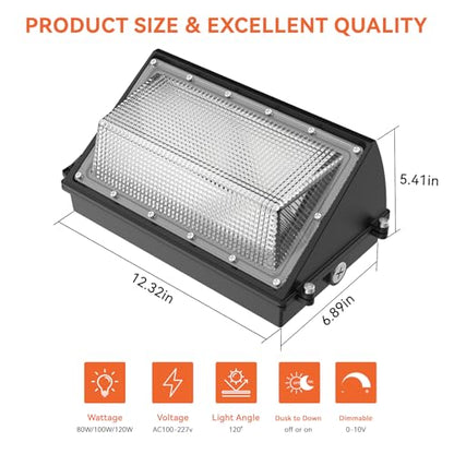 120W LED Wall Pack Light with Dusk